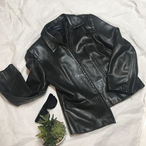 Soft Black leather Jacket simple Small Ann Taylor